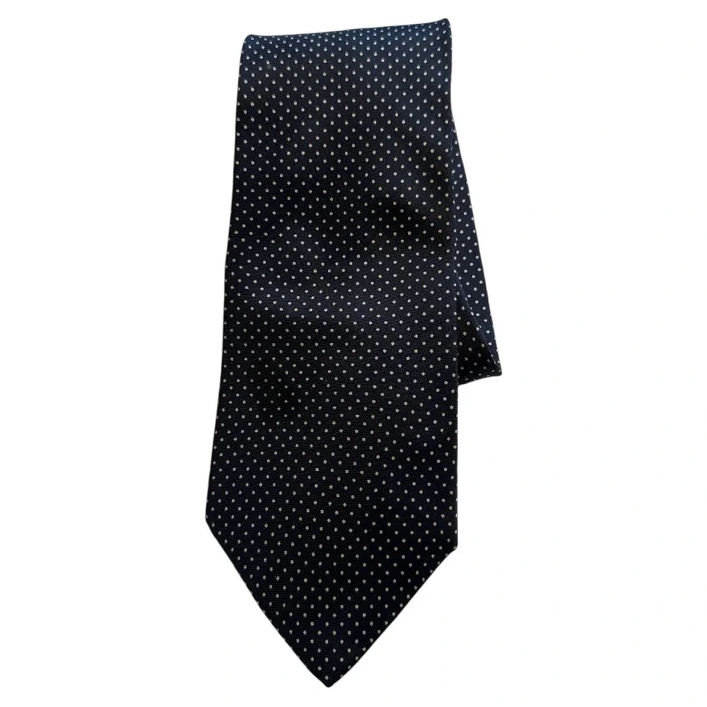Bert Pulitzer Vintage Silk‎ Tie Navy White Polka Dots Classic Suiting Office